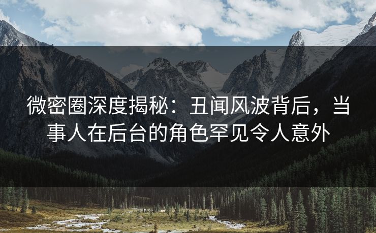 微密圈深度揭秘：丑闻风波背后，当事人在后台的角色罕见令人意外