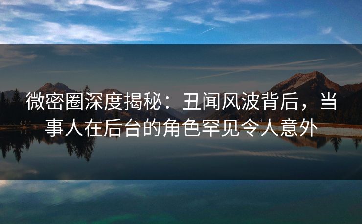 微密圈深度揭秘：丑闻风波背后，当事人在后台的角色罕见令人意外