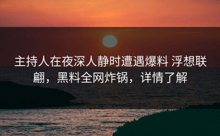主持人在夜深人静时遭遇爆料 浮想联翩，黑料全网炸锅，详情了解