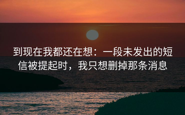 到现在我都还在想：一段未发出的短信被提起时，我只想删掉那条消息