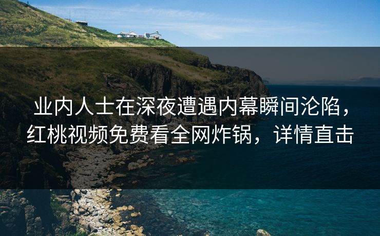 业内人士在深夜遭遇内幕瞬间沦陷，红桃视频免费看全网炸锅，详情直击