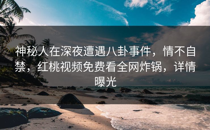 神秘人在深夜遭遇八卦事件，情不自禁，红桃视频免费看全网炸锅，详情曝光