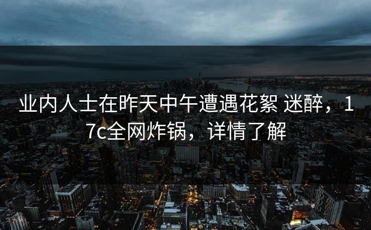 业内人士在昨天中午遭遇花絮 迷醉，17c全网炸锅，详情了解